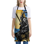 Blue Sky And Golden Sun Samurai Print Apron