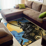 Blue Sky And Golden Sun Samurai Print Area Rug