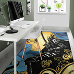 Blue Sky And Golden Sun Samurai Print Area Rug