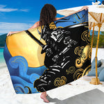 Blue Sky And Golden Sun Samurai Print Beach Sarong Wrap