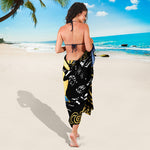 Blue Sky And Golden Sun Samurai Print Beach Sarong Wrap