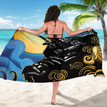 Blue Sky And Golden Sun Samurai Print Beach Sarong Wrap