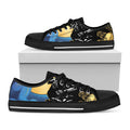 Blue Sky And Golden Sun Samurai Print Black Low Top Sneakers