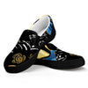 Blue Sky And Golden Sun Samurai Print Black Slip On Shoes