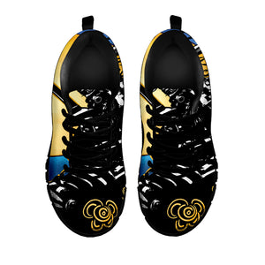 Blue Sky And Golden Sun Samurai Print Black Sneakers