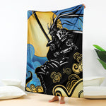 Blue Sky And Golden Sun Samurai Print Blanket