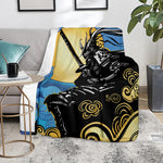 Blue Sky And Golden Sun Samurai Print Blanket