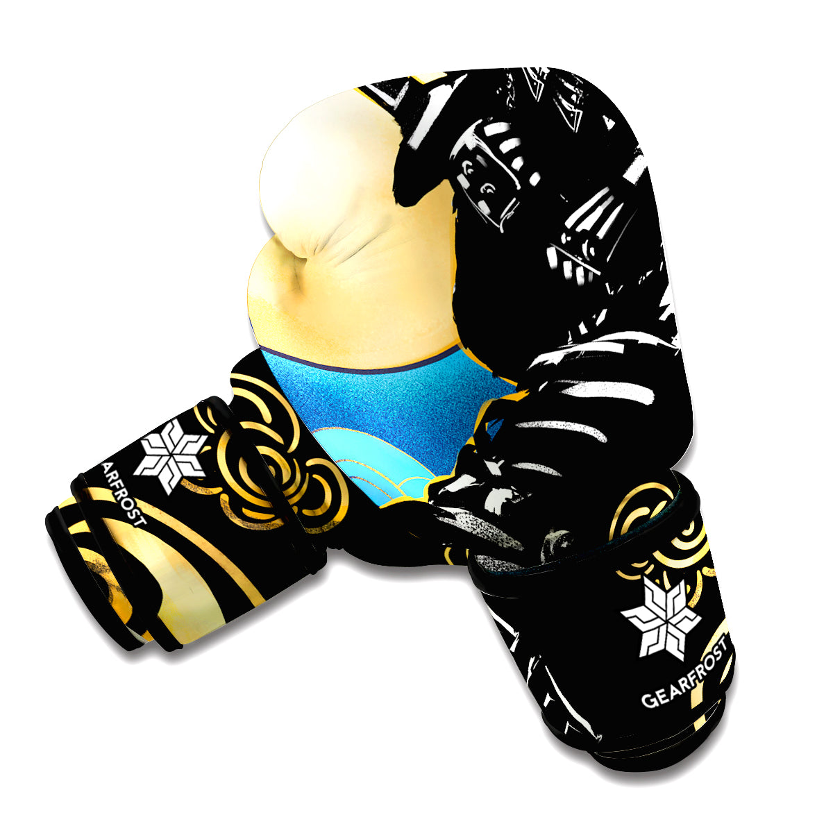 Blue Sky And Golden Sun Samurai Print Boxing Gloves