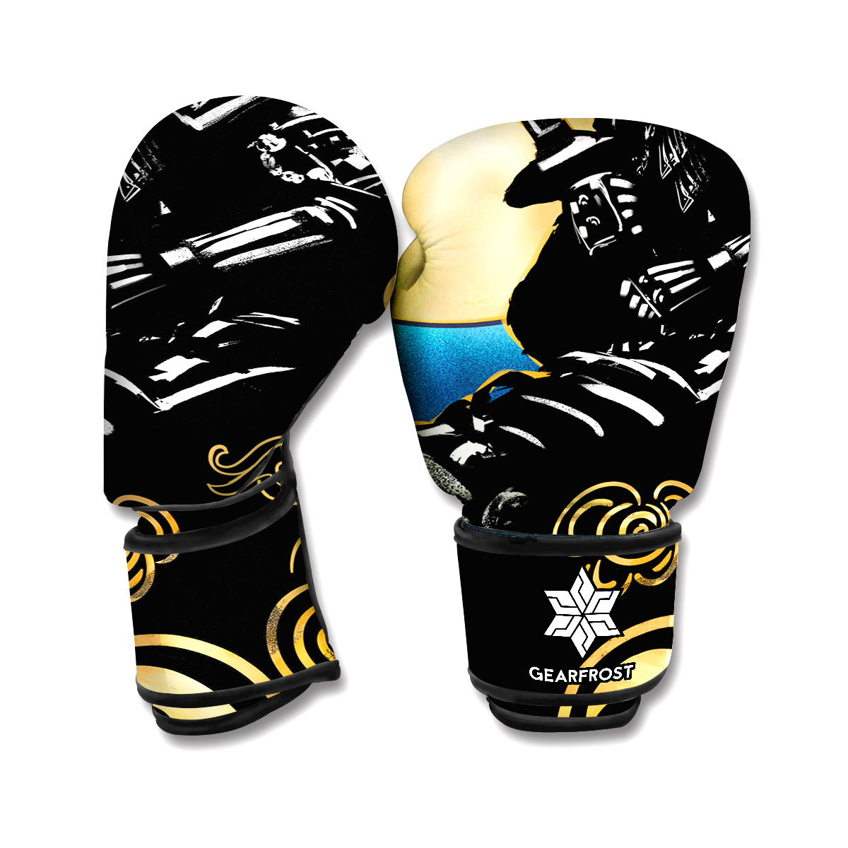 Blue Sky And Golden Sun Samurai Print Boxing Gloves