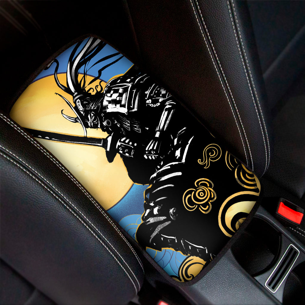 Blue Sky And Golden Sun Samurai Print Car Center Console Cover