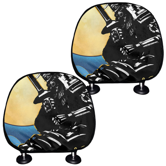 Blue Sky And Golden Sun Samurai Print Car Headrest Covers