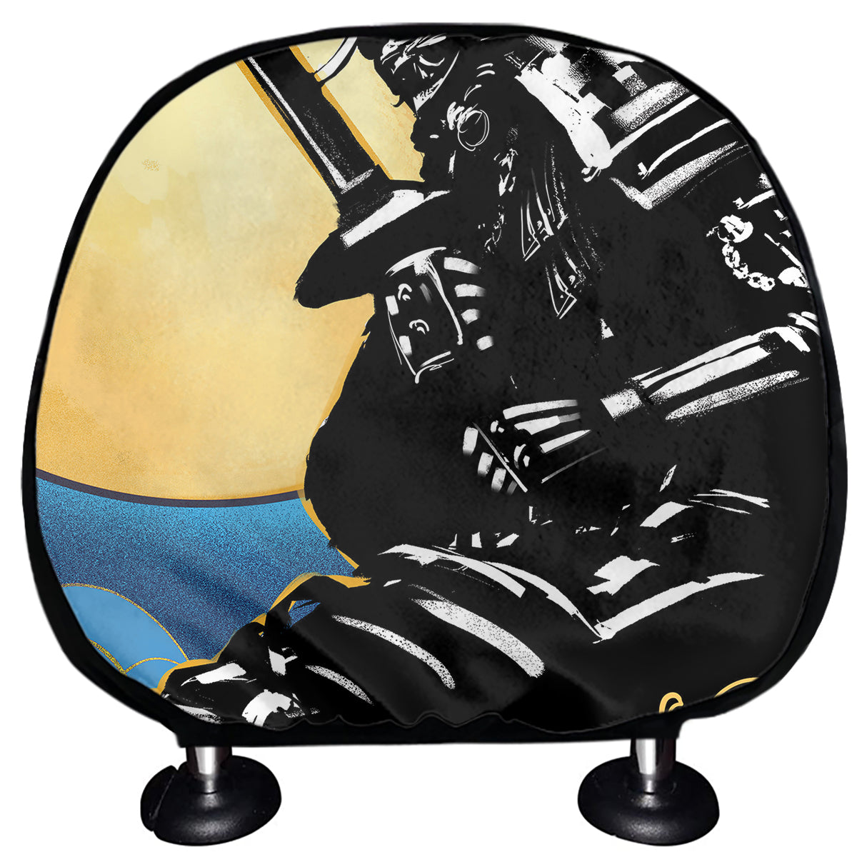 Blue Sky And Golden Sun Samurai Print Car Headrest Covers
