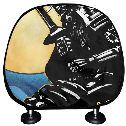 Blue Sky And Golden Sun Samurai Print Car Headrest Covers