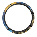 Blue Sky And Golden Sun Samurai Print Car Steering Wheel Cover