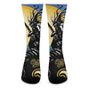 Blue Sky And Golden Sun Samurai Print Crew Socks