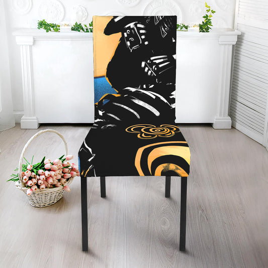 Blue Sky And Golden Sun Samurai Print Dining Chair Slipcover