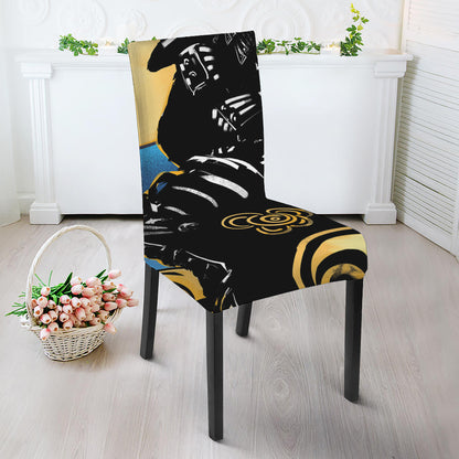 Blue Sky And Golden Sun Samurai Print Dining Chair Slipcover