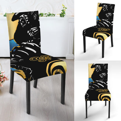 Blue Sky And Golden Sun Samurai Print Dining Chair Slipcover