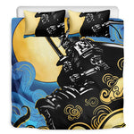 Blue Sky And Golden Sun Samurai Print Duvet Cover Bedding Set