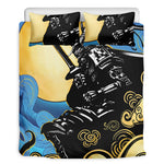 Blue Sky And Golden Sun Samurai Print Duvet Cover Bedding Set