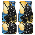 Blue Sky And Golden Sun Samurai Print Front and Back Car Floor Mats