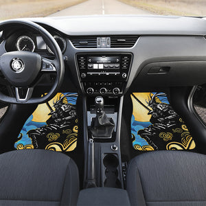 Blue Sky And Golden Sun Samurai Print Front and Back Car Floor Mats