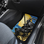 Blue Sky And Golden Sun Samurai Print Front and Back Car Floor Mats