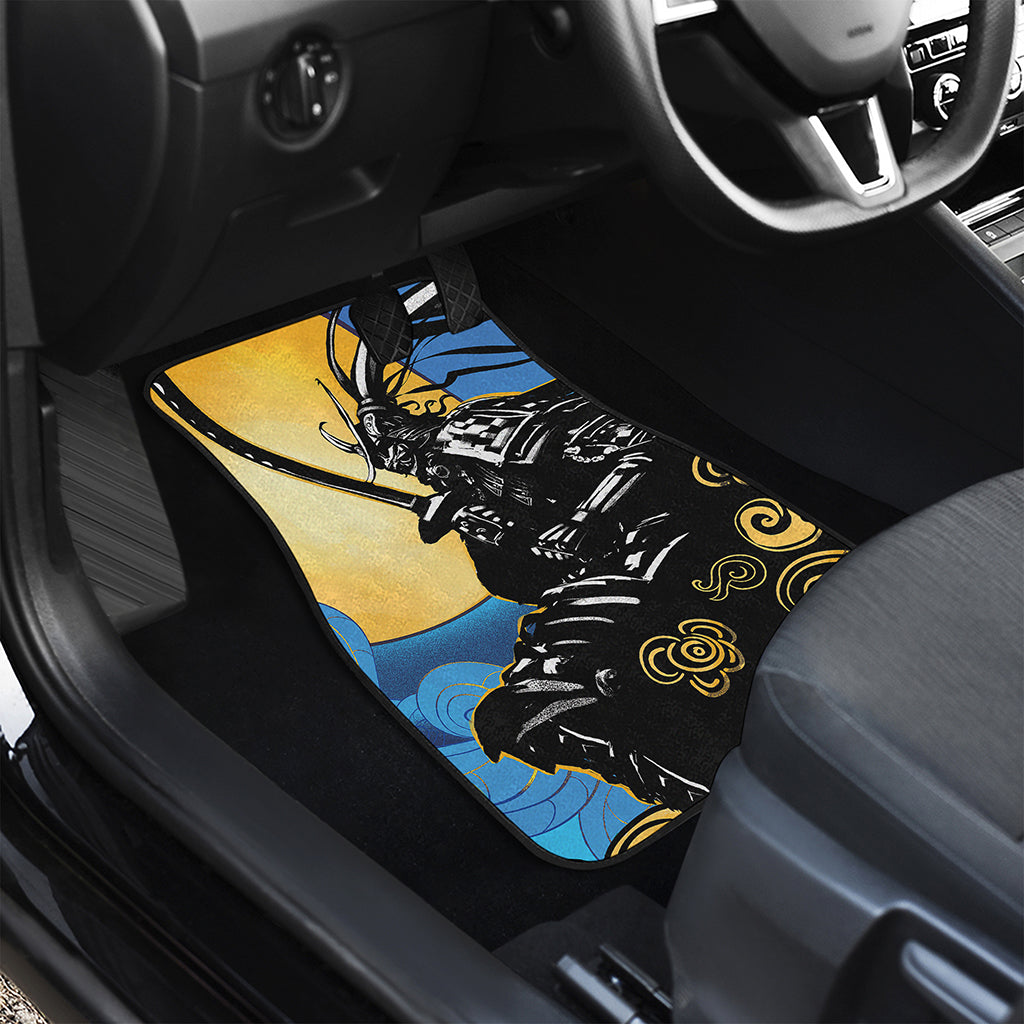 Blue Sky And Golden Sun Samurai Print Front Car Floor Mats