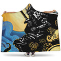 Blue Sky And Golden Sun Samurai Print Hooded Blanket