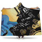 Blue Sky And Golden Sun Samurai Print Hooded Blanket