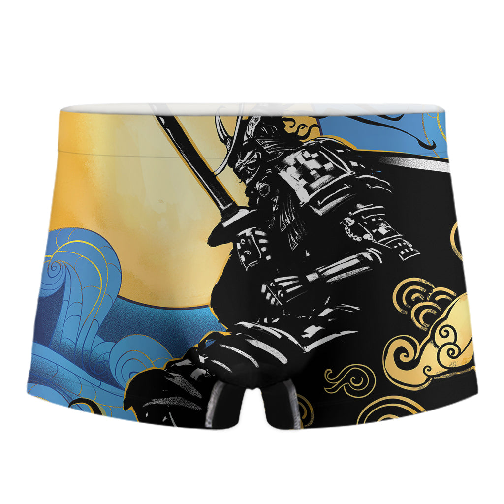 Blue Sky And Golden Sun Samurai Print Men's Boxer Briefs