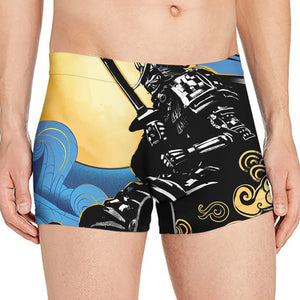 Blue Sky And Golden Sun Samurai Print Men's Boxer Briefs