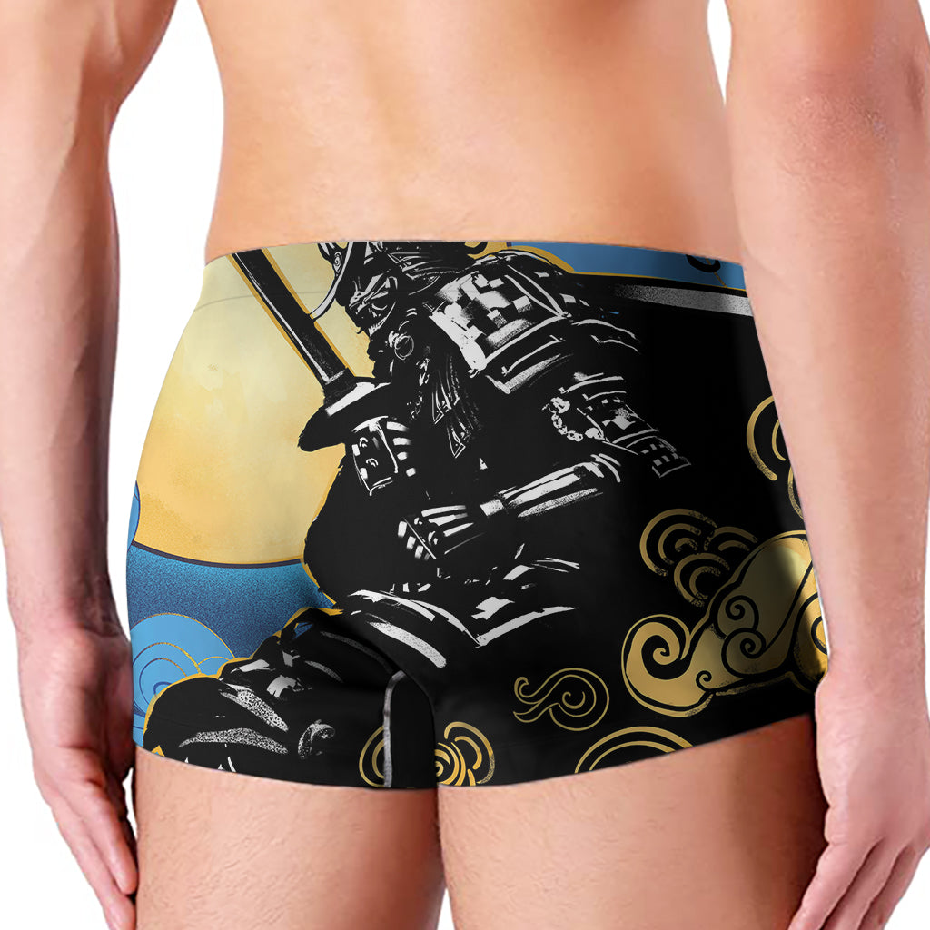 Blue Sky And Golden Sun Samurai Print Men's Boxer Briefs