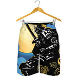 Blue Sky And Golden Sun Samurai Print Men's Shorts