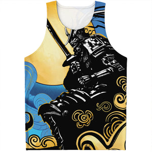 Blue Sky And Golden Sun Samurai Print Men's Tank Top