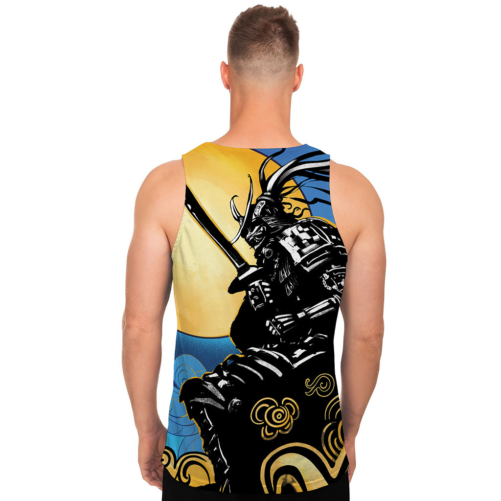 Blue Sky And Golden Sun Samurai Print Men's Tank Top