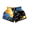 Blue Sky And Golden Sun Samurai Print Muay Thai Boxing Shorts