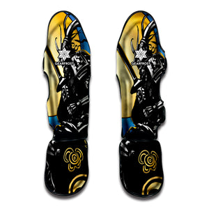 Blue Sky And Golden Sun Samurai Print Muay Thai Shin Guard