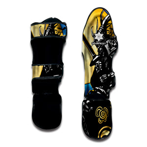 Blue Sky And Golden Sun Samurai Print Muay Thai Shin Guard