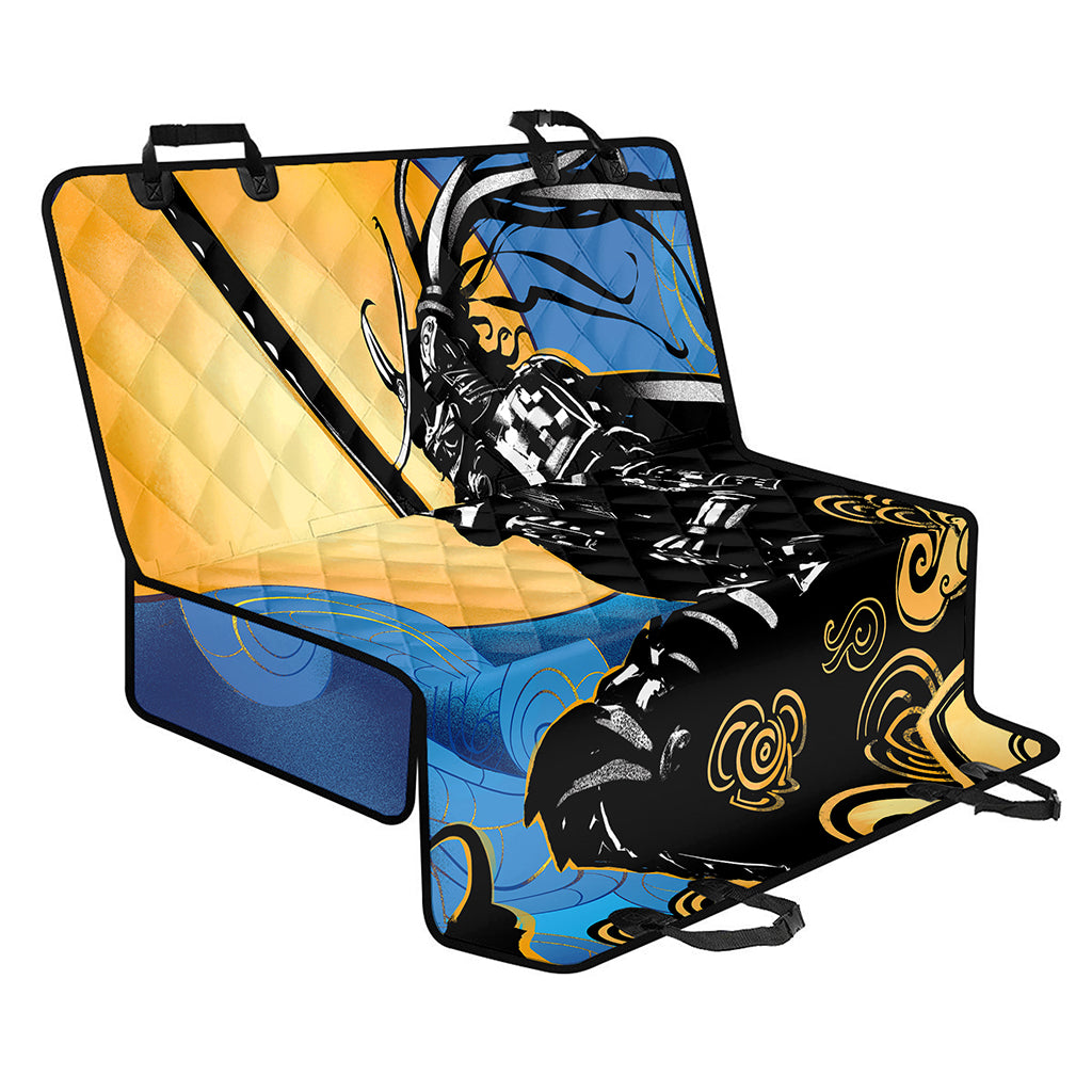 Blue Sky And Golden Sun Samurai Print Pet Car Back Seat Cover