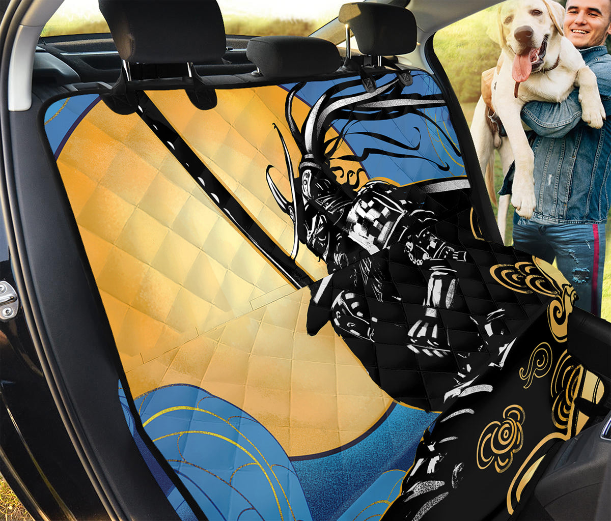 Blue Sky And Golden Sun Samurai Print Pet Car Back Seat Cover