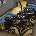 Blue Sky And Golden Sun Samurai Print Quilt Bed Set