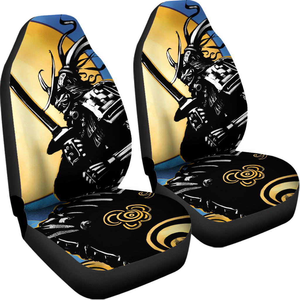 Blue Sky And Golden Sun Samurai Print Universal Fit Car Seat Covers