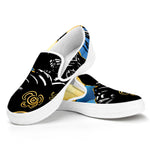 Blue Sky And Golden Sun Samurai Print White Slip On Shoes