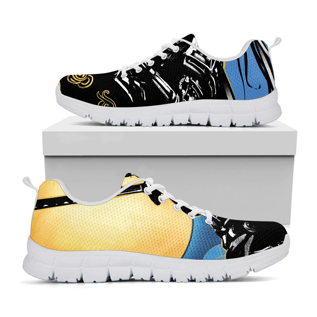 Blue Sky And Golden Sun Samurai Print White Sneakers