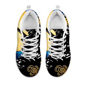 Blue Sky And Golden Sun Samurai Print White Sneakers