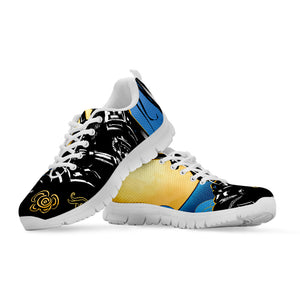 Blue Sky And Golden Sun Samurai Print White Sneakers