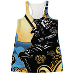 Blue Sky And Golden Sun Samurai Print Women's Racerback Tank Top