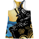 Blue Sky And Golden Sun Samurai Print Women's Racerback Tank Top