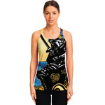 Blue Sky And Golden Sun Samurai Print Women's Racerback Tank Top